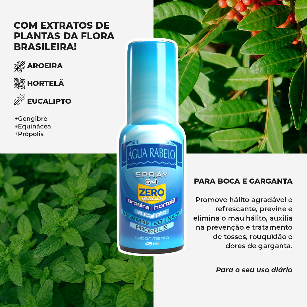 Água Rabelo Spray Zero Açúcar 45ml Kit2x