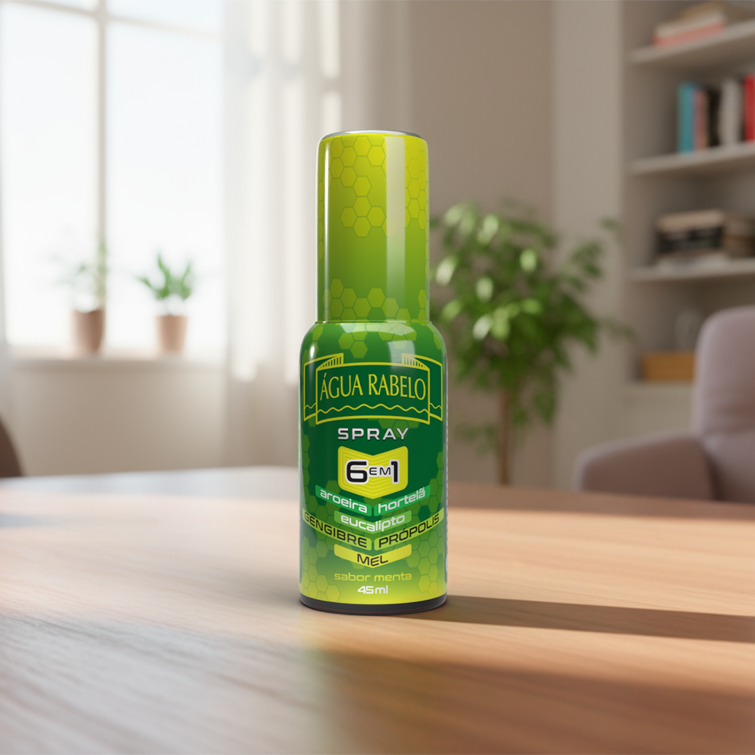 Spray para garganta Mel e própolis 6 em 1 Água Rabelo sabor menta 45ml