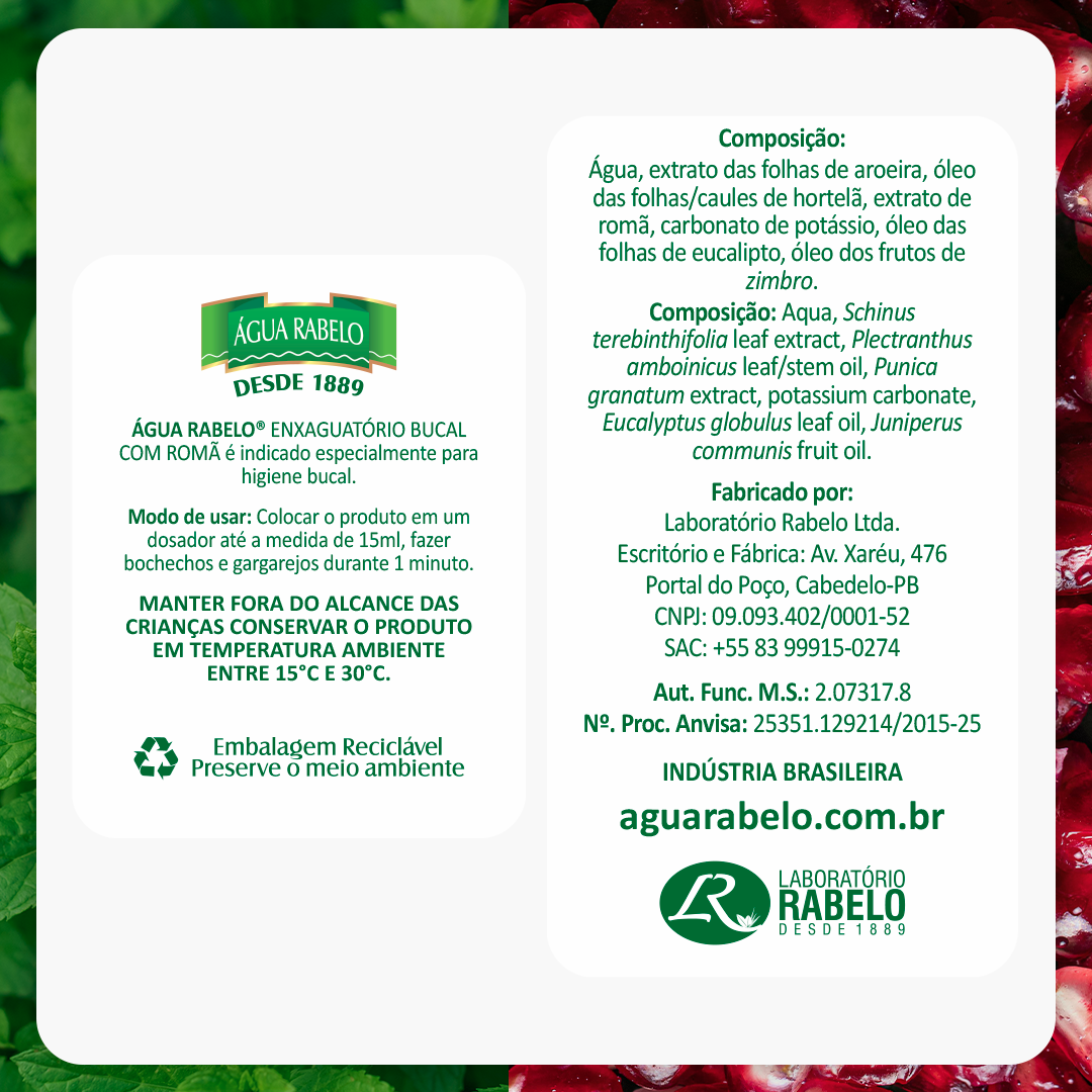 Água Rabelo Tradicional Romã 250ml