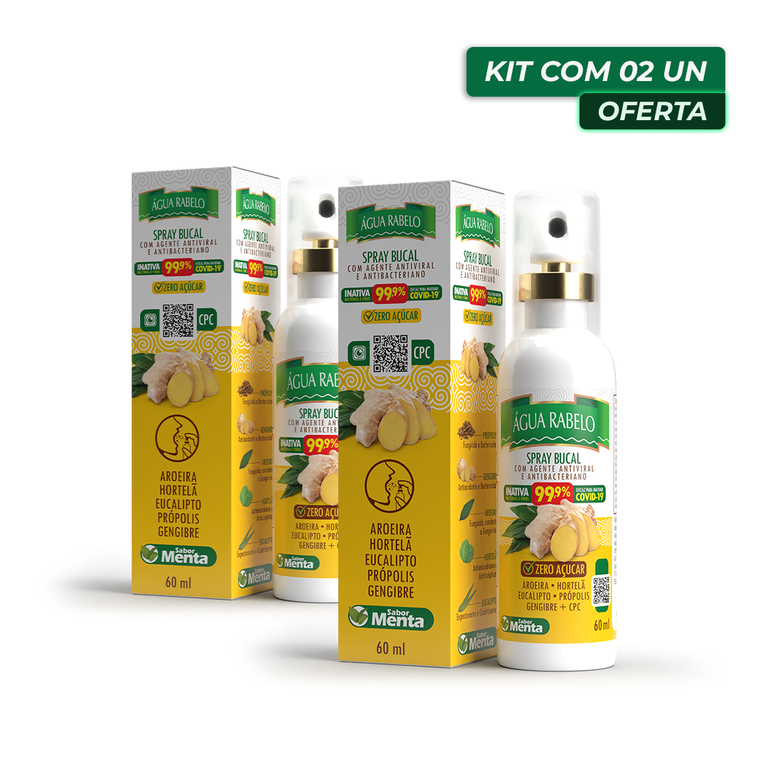 Spray Antibacteriano de Gengibre com CPC Água Rabelo 60ml Kit2x