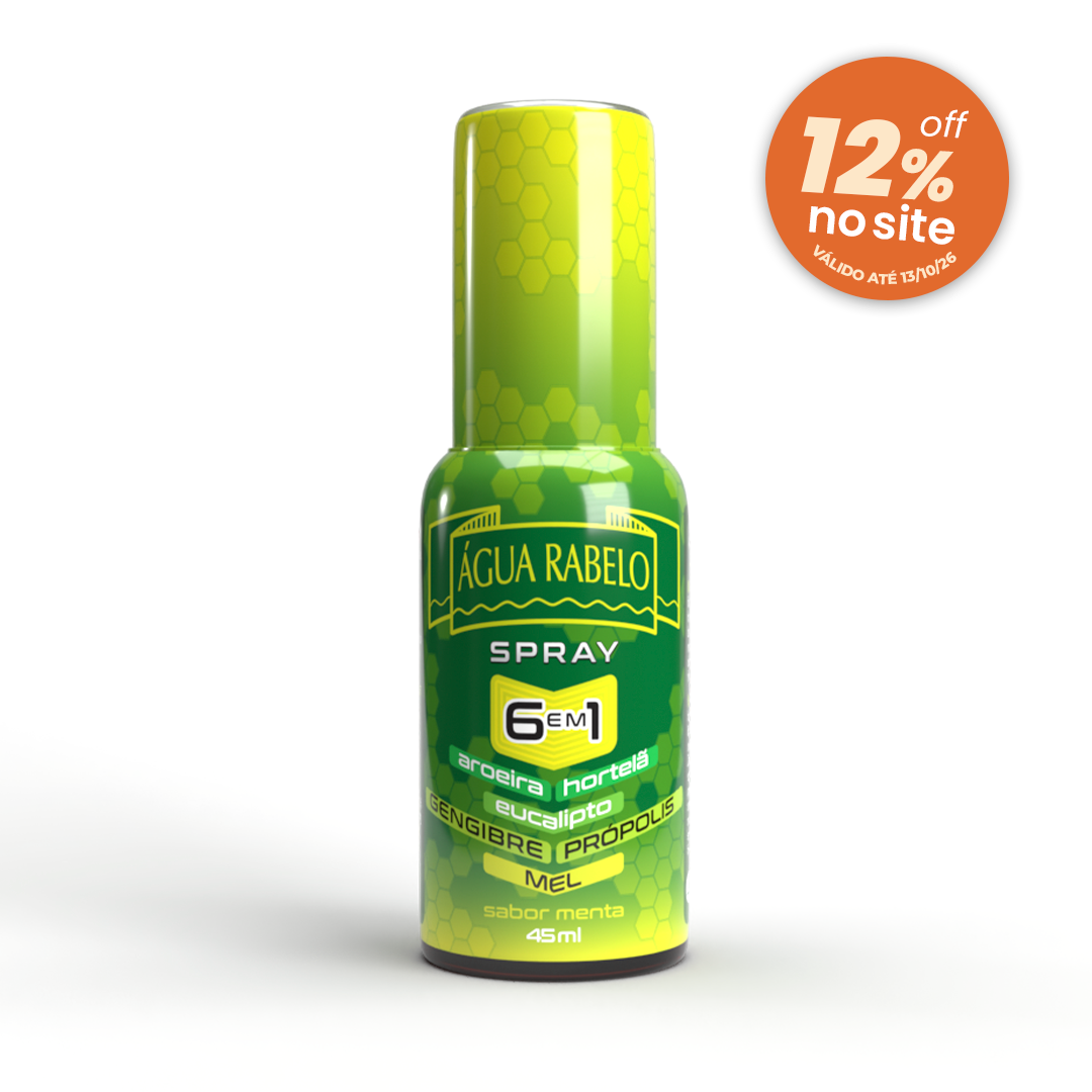 Spray para garganta Mel e própolis 6 em 1 Água Rabelo sabor menta 45ml