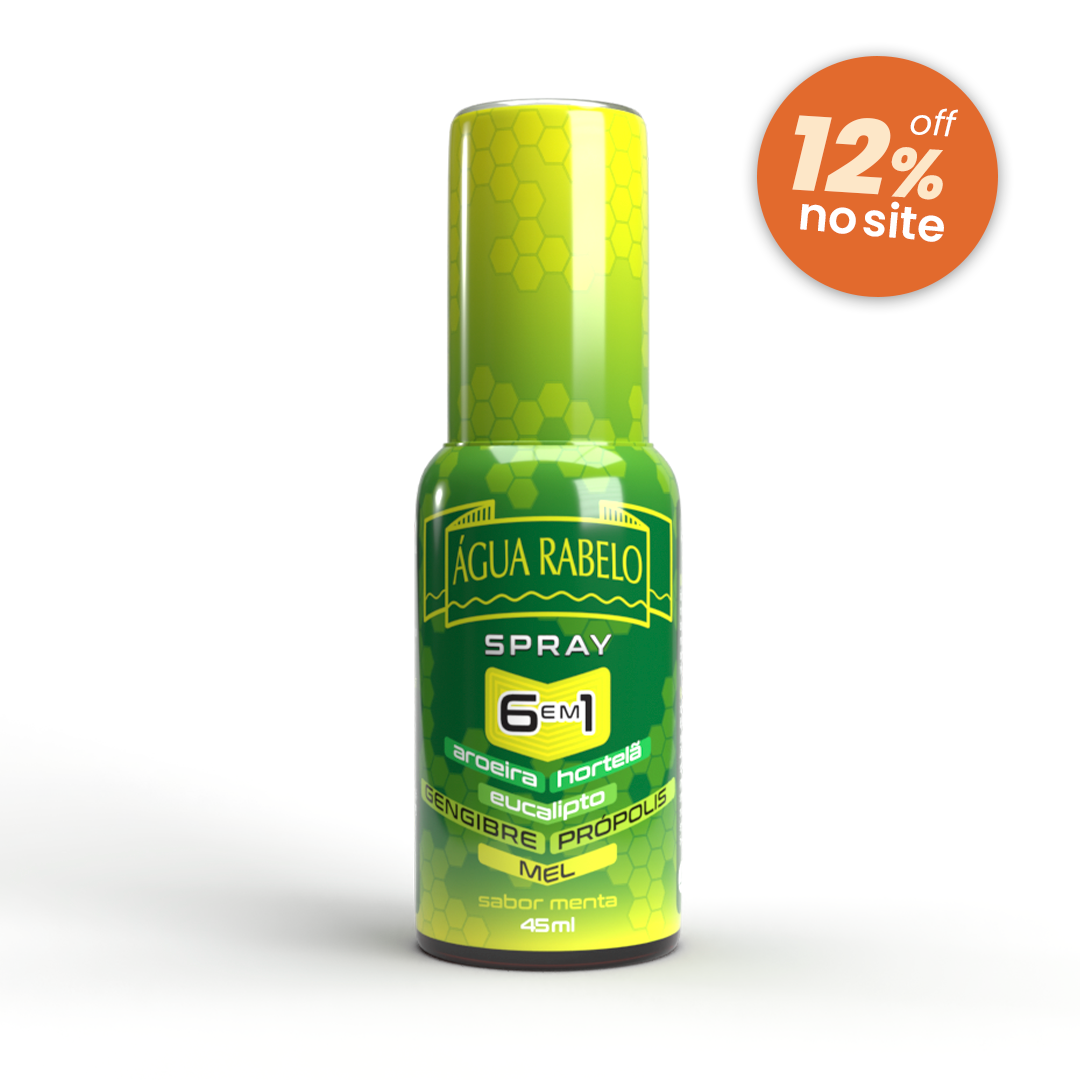 Spray para garganta Mel e própolis 6 em 1 Água Rabelo sabor menta 45ml