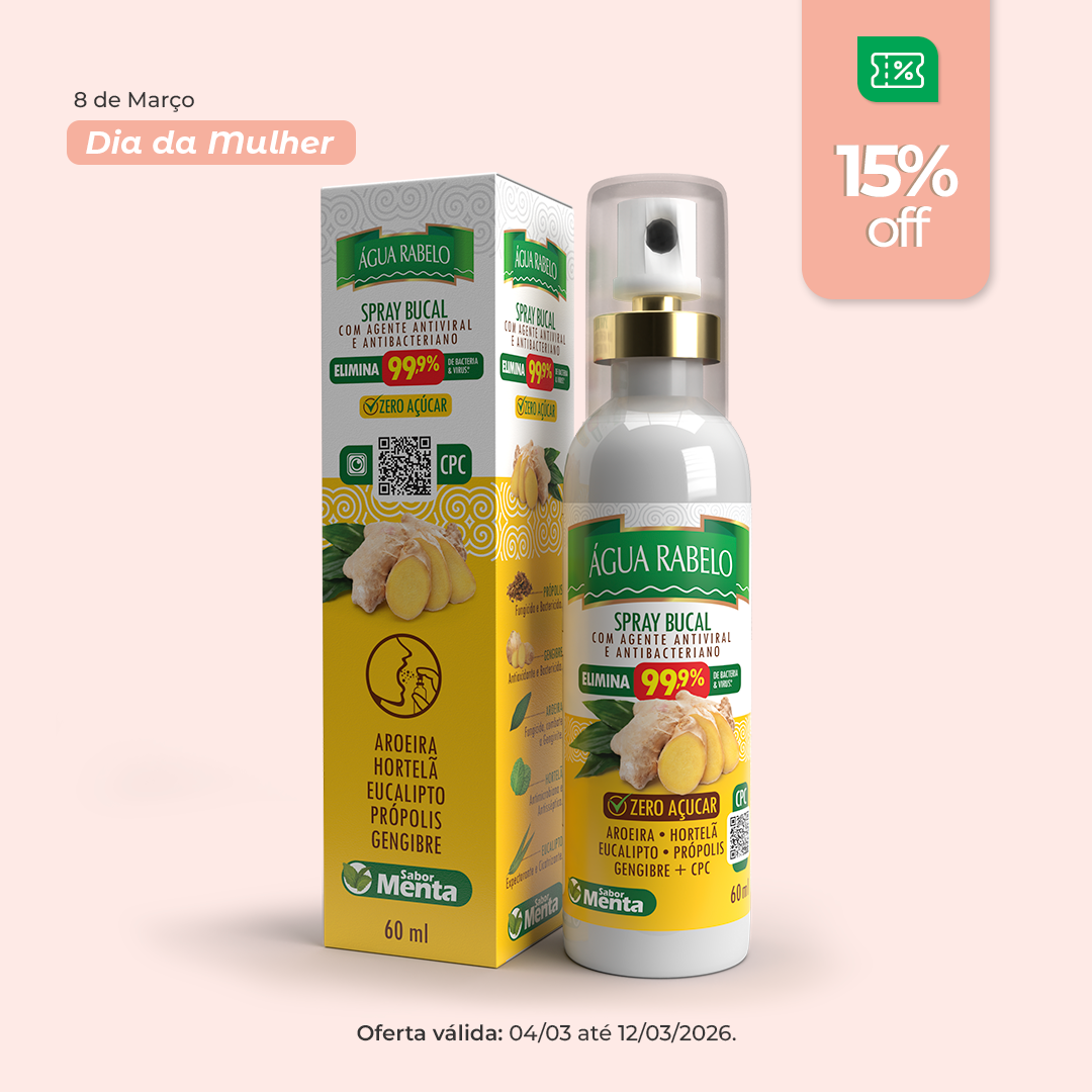 Spray Antibacteriano de Gengibre com CPC Água Rabelo 60ml
