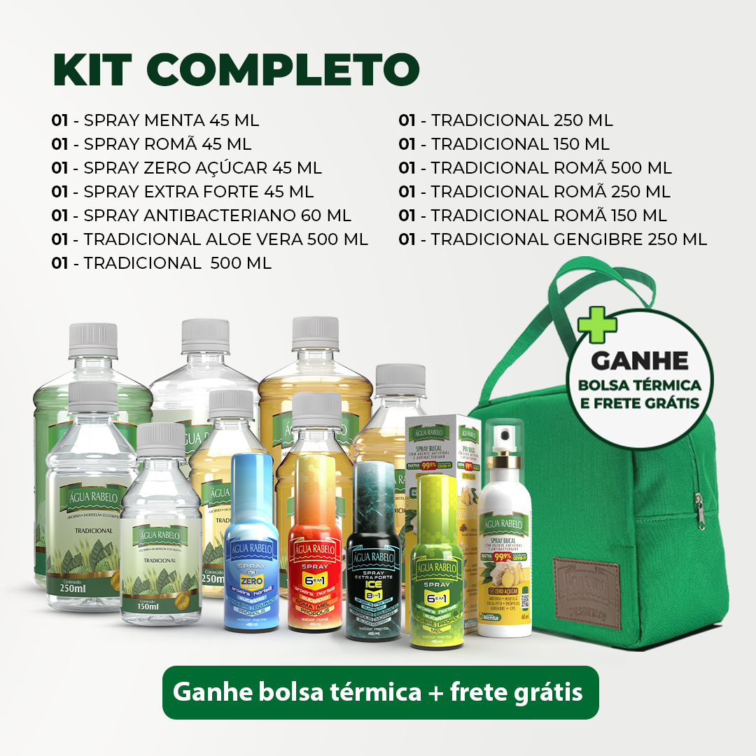 Kit completo Água Rabelo: 13 Produtos + Bolsa Térmica + Frete Grátis