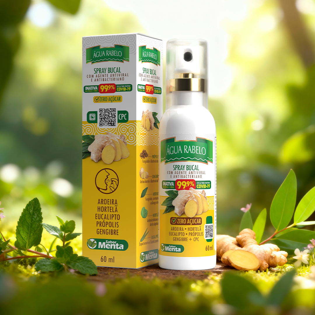 Spray Antibacteriano de Gengibre com CPC Água Rabelo 60ml
