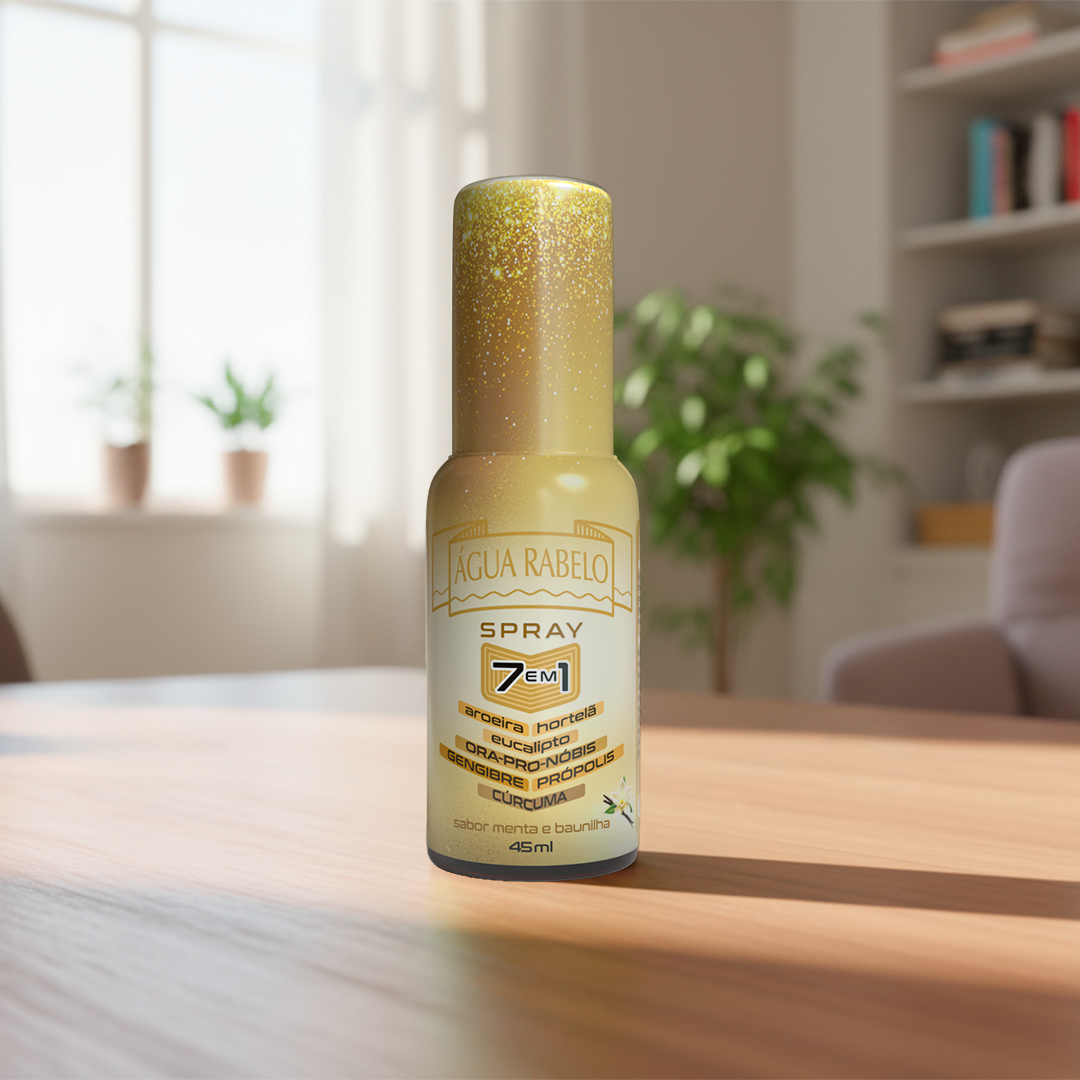 Spray  7 em 1 Água Rabelo sabor menta e baunilha 45ml