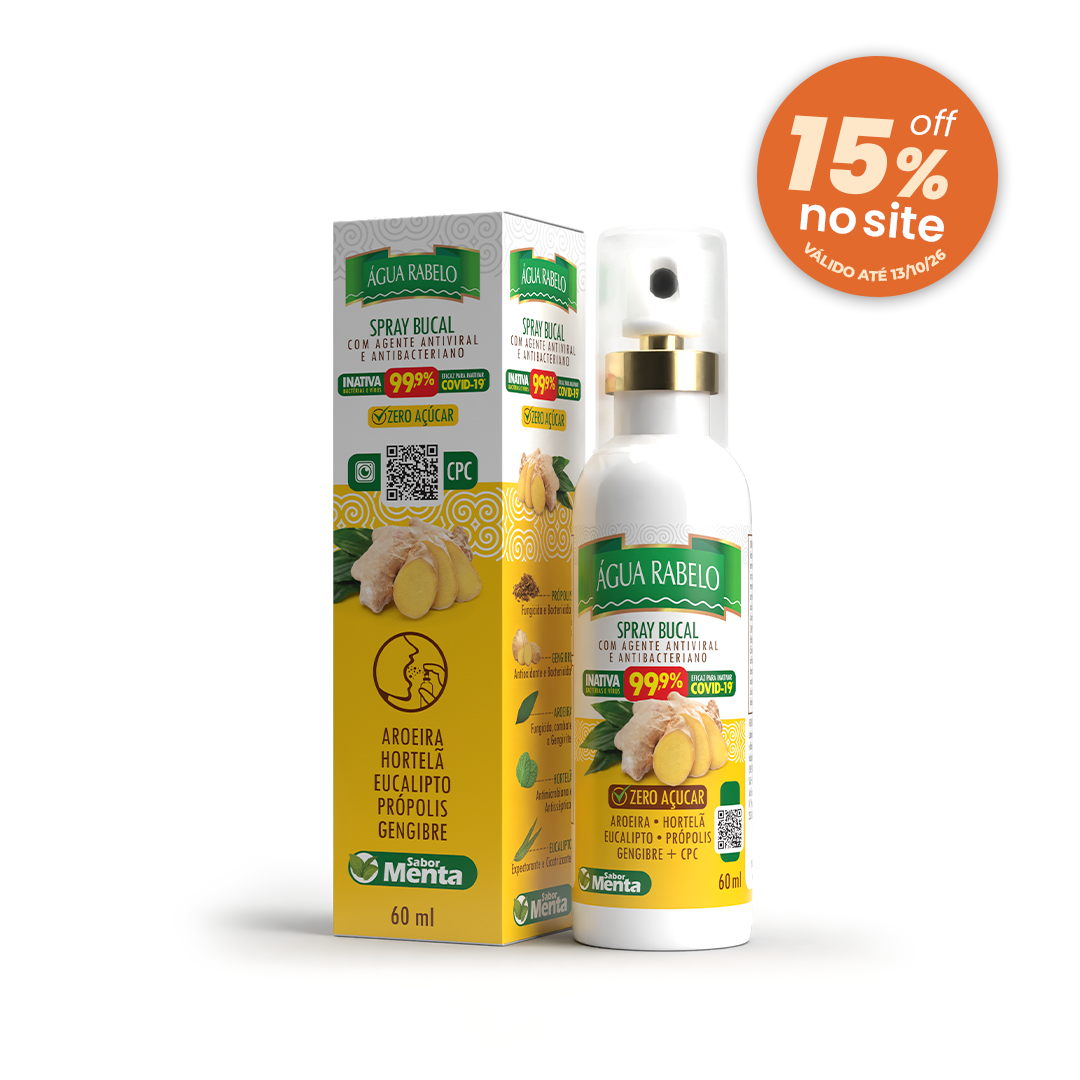 Spray Antibacteriano de Gengibre com CPC Água Rabelo 60ml