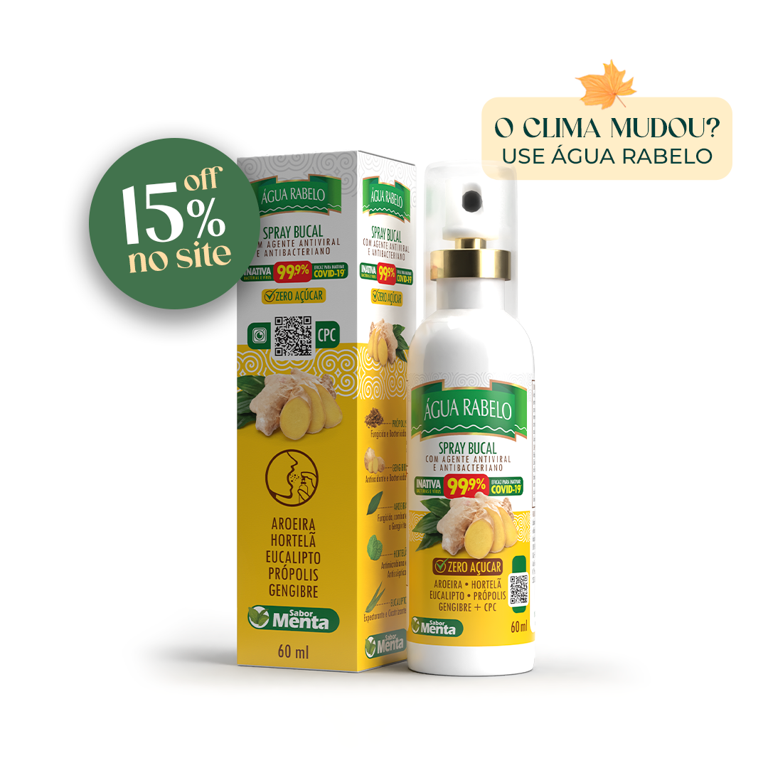 Spray Antibacteriano de Gengibre com CPC Água Rabelo 60ml