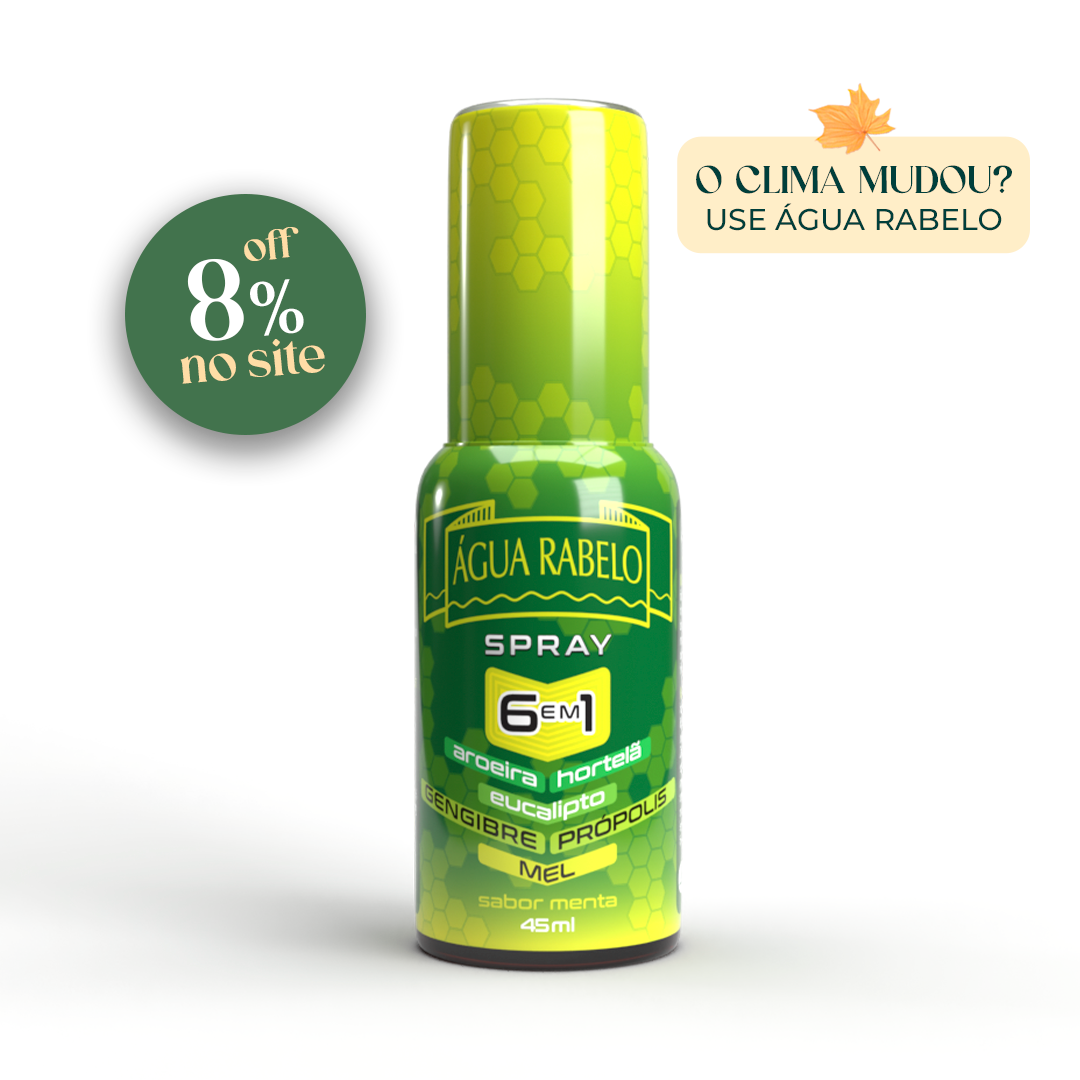 Spray para garganta Mel e própolis 6 em 1 Água Rabelo sabor menta 45ml